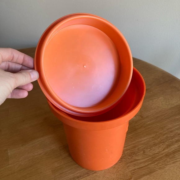 3, 1970’s Rubbermaid nesting food storage canisters orange floral design - Picture 5 of 15